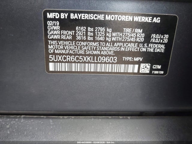 5UXCR6C5XKLL09603 BMW X5 Xdrive40i
