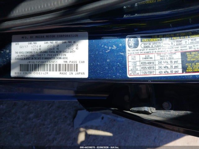 Aukcja sprzedaży 2017 Mazda Mazda6 Touring, vin: JM1GL1V58H1132851, numer aukcji: 44338070