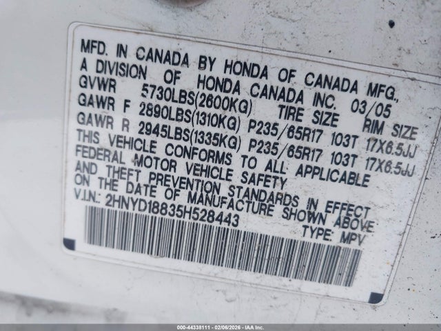 2005 ACURA MDX 2HNYD18835H528443 Photo 8