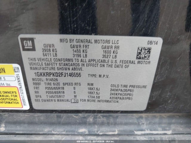 Aukcja sprzedaży 2015 Gmc Acadia Sle-2, vin: 1GKKRPKD2FJ146656, numer aukcji: 44338113