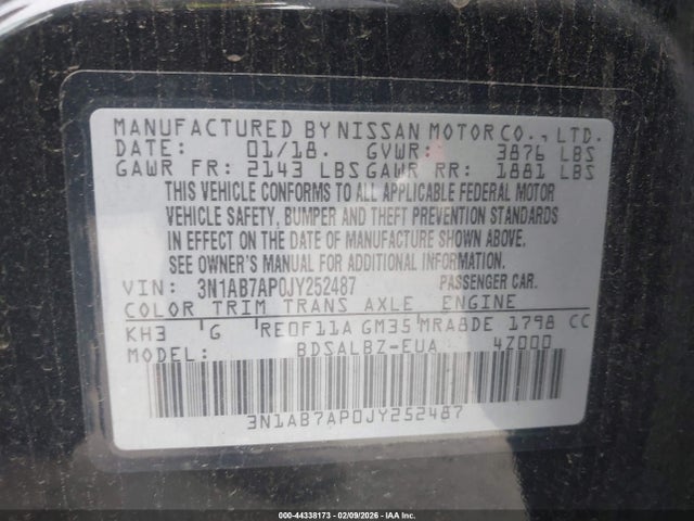 3N1AB7AP0JY252487 Nissan SENTRA S