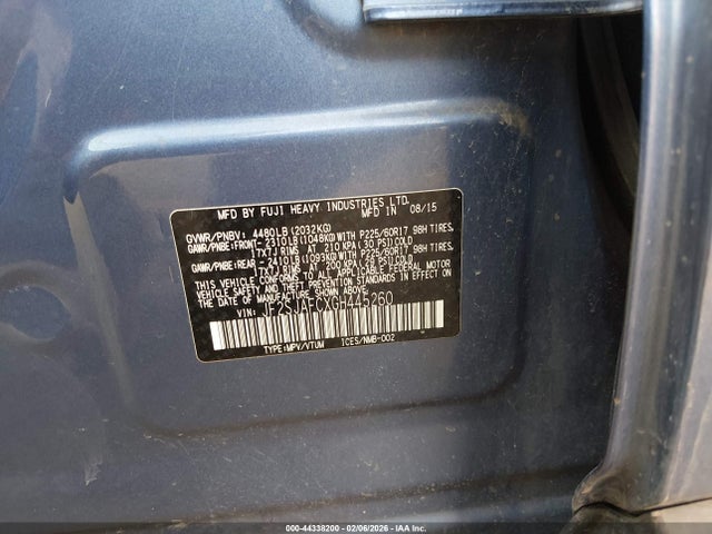Продаж на аукціоні авто 2016 Subaru Forester 2.5i Premium, vin: JF2SJAFCXGH445260, номер лоту: 44338200