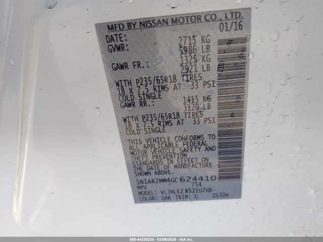 5N1AR2MM4GC624410 Nissan Pathfinder Sv