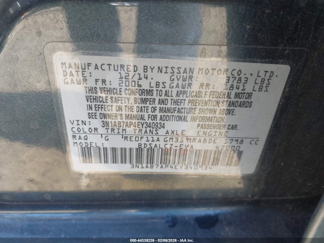Продаж на аукціоні авто 2014 Nissan Sentra S, vin: 3N1AB7AP4EY340934, номер лоту: 44338226