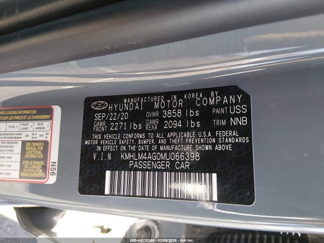 KMHLM4AG0MU066398 Hyundai ELANTRA SEL