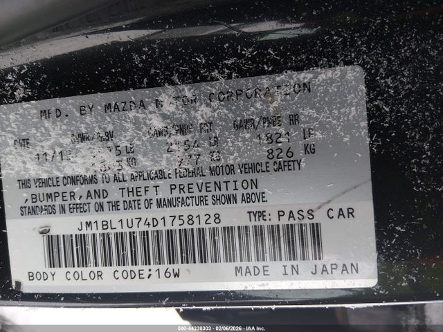 44338303 :رقم المزاد ، JM1BL1U74D1758128 vin ، 2013 Mazda Mazda3 I Sport مزاد بيع
