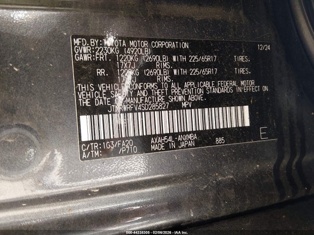 JTMRWRFV4SD285827 Toyota Rav4 Hybrid Xle