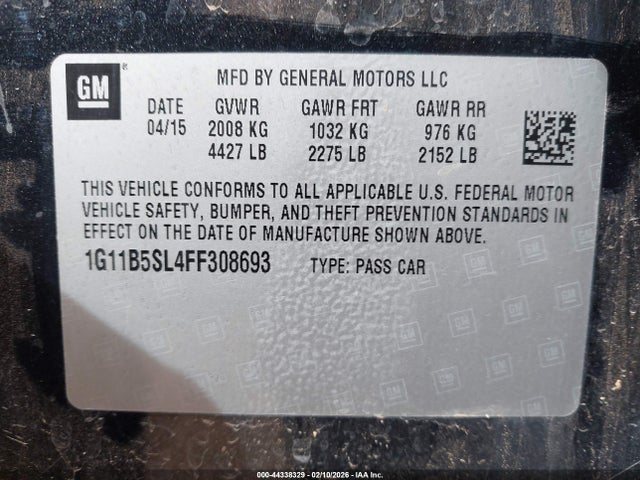 Chevrolet MALIBU LS 2015 1G11B5SL4FF308693 Image 9