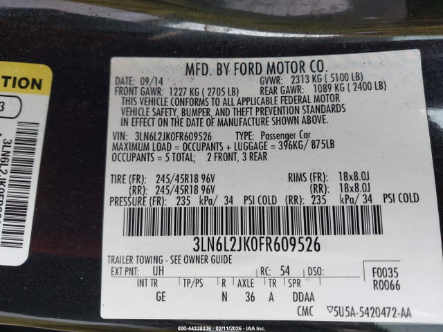 Lincoln MKZ 2015 3LN6L2JK0FR609526 Image 9