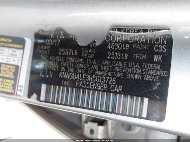 KNAGU4LE3H5013726 KIA Optima Hybrid Ex