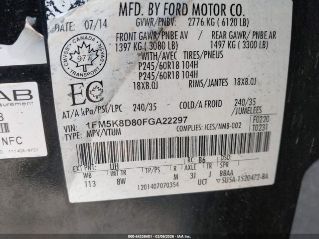Ford EXPLORER XLT 2015 1FM5K8D80FGA22297 Image 9