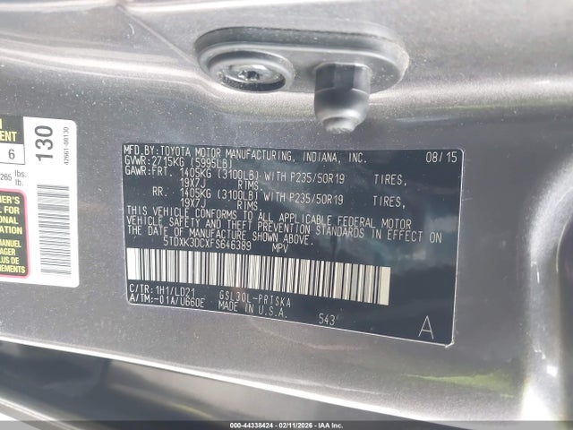 5TDXK3DCXFS646389 Toyota Sienna Se 8 Passenger