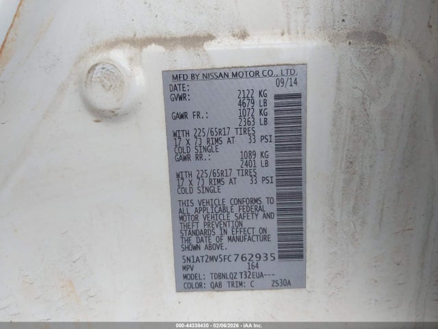 Nissan ROGUE SV 2015 5N1AT2MV5FC762935 Image 9
