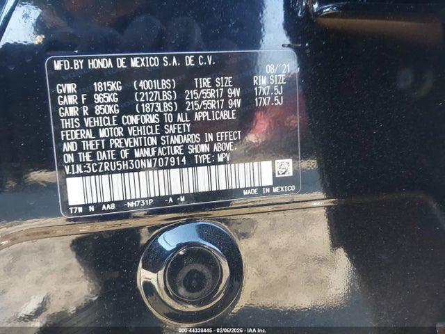 3CZRU5H30NM707914 Honda Hr-v 2wd Lx