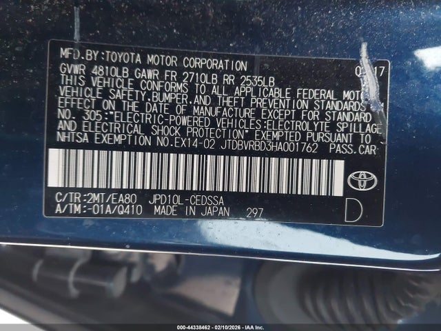 Toyota Mirai 2017 JTDBVRBD3HA001762 Image 9