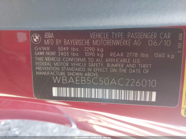 2010 BMW 650I WBAEB5C50AC226010 Photo 8