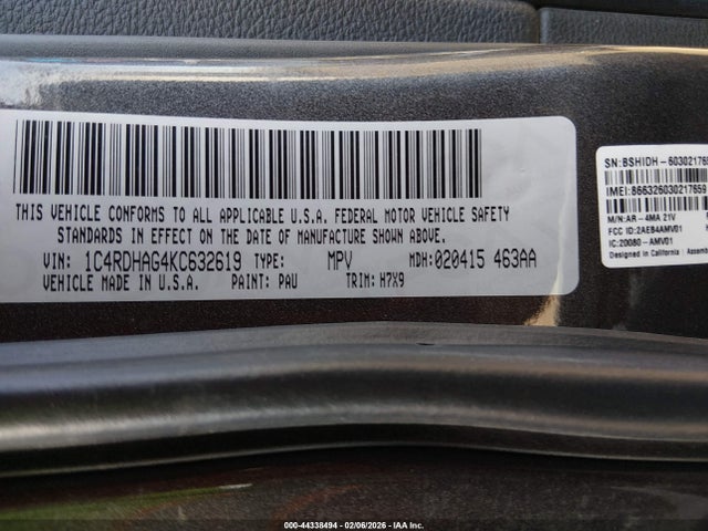 1C4RDHAG4KC632619 Dodge Durango Sxt Plus Rwd