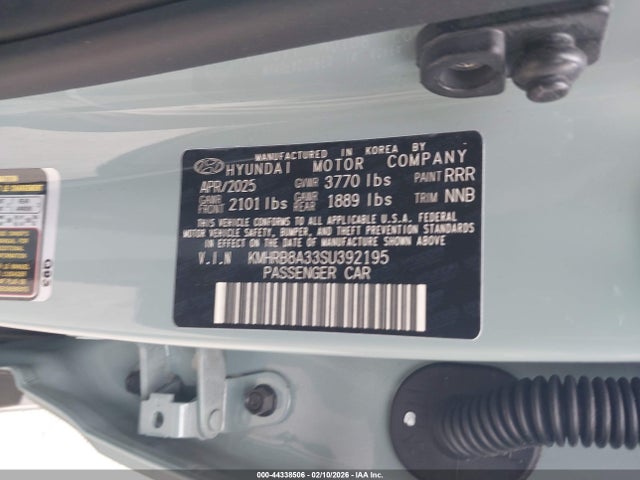 2025 Hyundai Venue Se მანქანა იყიდება აუქციონზე, vin: KMHRB8A33SU392195, აუქციონის ნომერი: 44338506