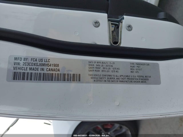 Aukcja sprzedaży 2021 Dodge Charger Scat Pack Rwd, vin: 2C3CDXGJ6MH541908, numer aukcji: 44338531
