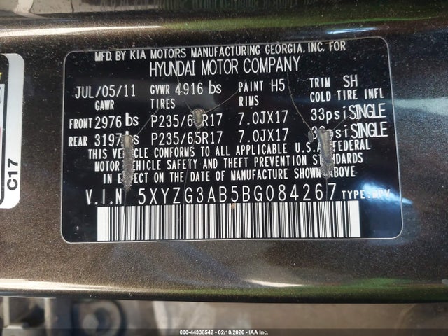 Продажа на аукционе авто 2011 Hyundai Santa Fe Gls, vin: 5XYZG3AB5BG084267, номер лота: 44338542