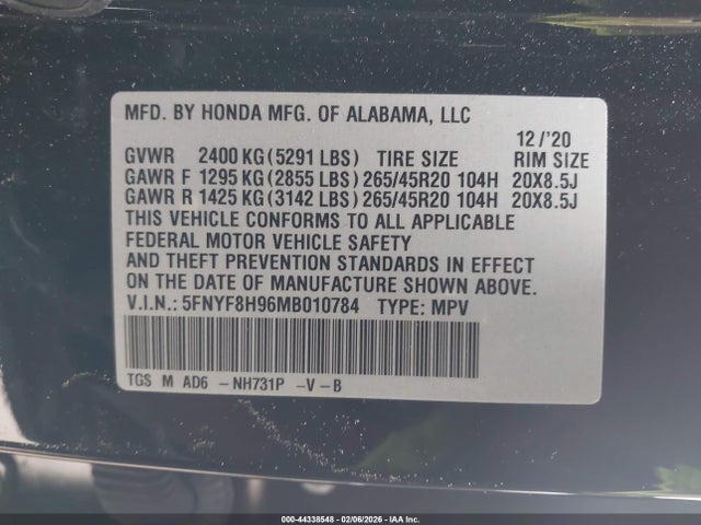 2021 HONDA PASSPORT 5FNYF8H96MB010784 Photo 8