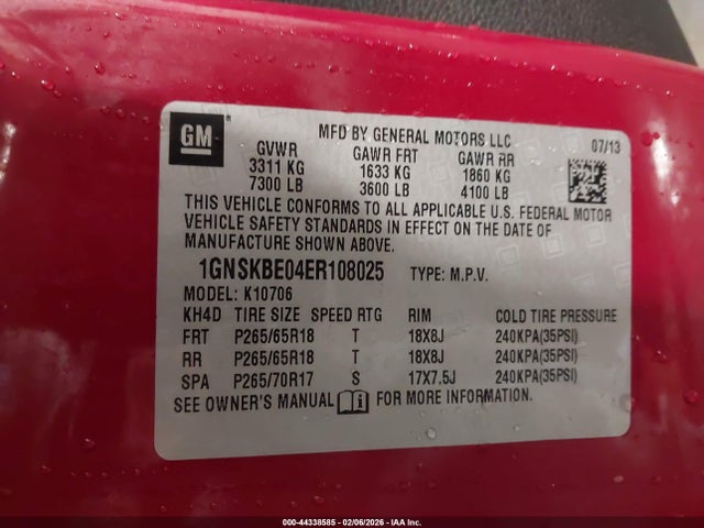 Chevrolet Tahoe Lt 2014 1GNSKBE04ER108025 Image 9