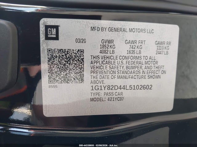 2020 CHEVROLET CORVETTE STINGRAY 1G1Y82D44L5102602 Photo 8