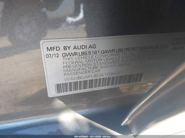 2013 AUDI S4 WAUBGAFL8DA109430 Photo 8