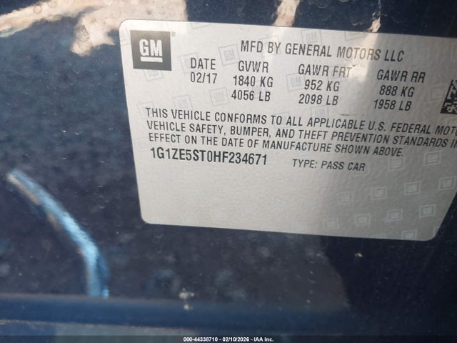 1G1ZE5ST0HF234671 Chevrolet MALIBU 1LT