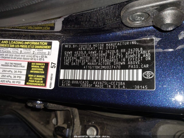 4T1G11BK2MU027470 Toyota Camry Se Awd