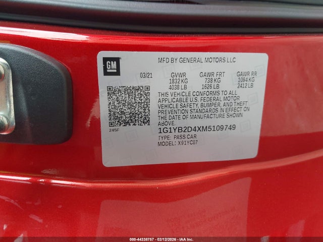 2021 CHEVROLET CORVETTE STINGRAY 1G1YB2D4XM5109749 Photo 8