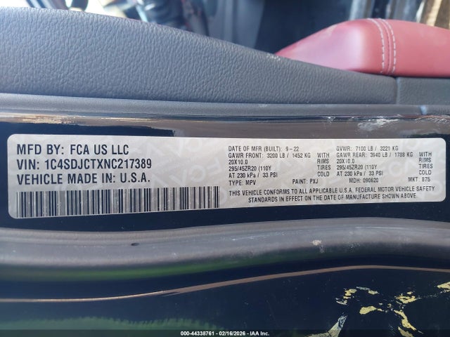 2022 DODGE DURANGO 1C4SDJCTXNC217389 Photo 8