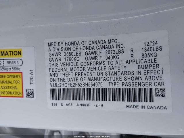 Honda Civic Sport 2025 2HGFE2F52SH554070 Image 9