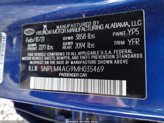 5NPLM4AG9MH035469 Hyundai ELANTRA SEL