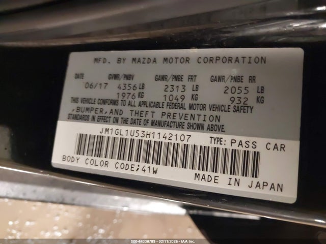 Aukcja sprzedaży 2017 Mazda Mazda6 Sport, vin: JM1GL1U53H1142107, numer aukcji: 44338789