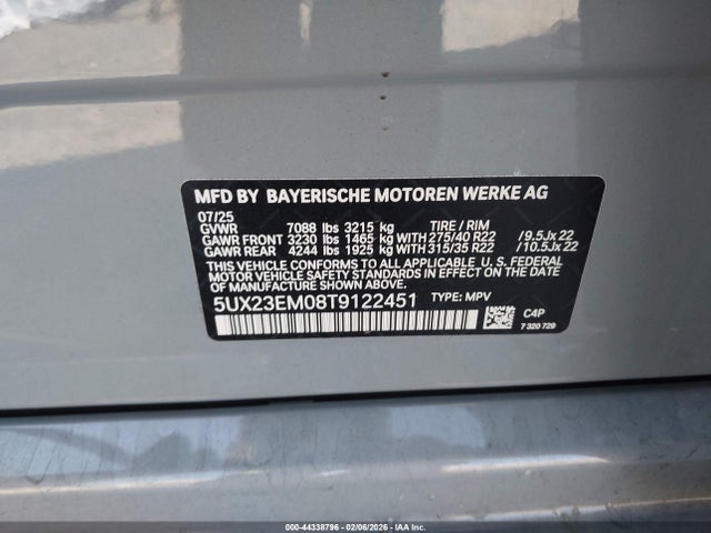 5UX23EM08T9122451 BMW X7 Xdrive40i