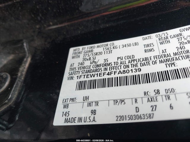 1FTEW1EF4FFA80139 Ford F-150 Platinum
