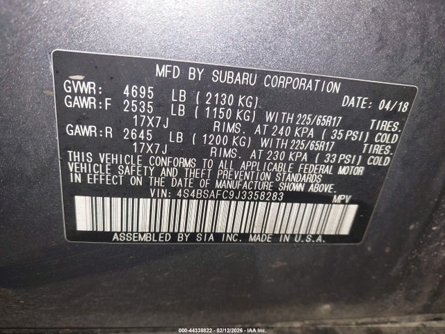 4S4BSAFC9J3358283 Subaru Outback 2.5i Premium