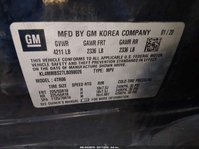 Aukcja sprzedaży 2020 Buick Encore Gx Fwd Preferred, vin: KL4MMBS27LB098026, numer aukcji: 44338876