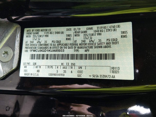 2019 FORD ESCAPE 1FMCU9GD1KUA85033 Photo 8