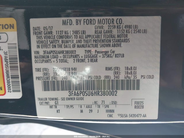 Ford Fusion Energi Titanium 2017 3FA6P0SU6HR380002 Image 9