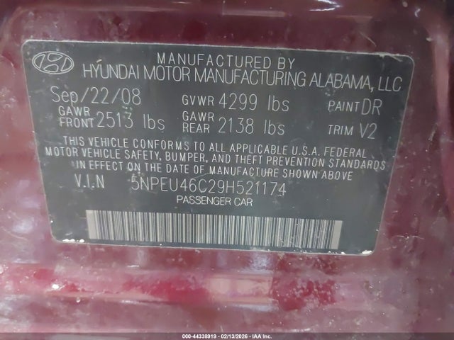 2009 HYUNDAI SONATA 5NPEU46C29H521174 Photo 8