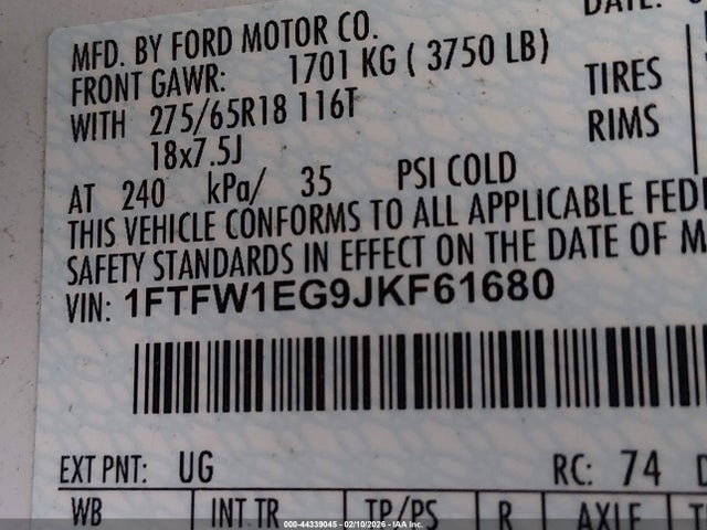Ford F-150 Lariat 2018 1FTFW1EG9JKF61680 Image 9