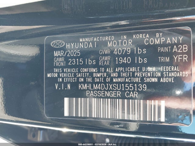 2025 Hyundai Elantra Hybrid Blue მანქანა იყიდება აუქციონზე, vin: KMHLM4DJXSU155139, აუქციონის ნომერი: 44339051