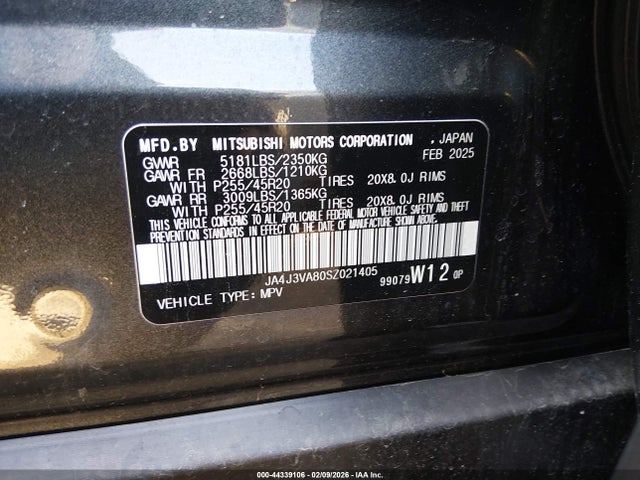 2025 MITSUBISHI OUTLANDER JA4J3VA80SZ021405 Photo 8