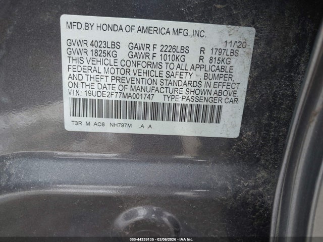 Продаж на аукціоні авто 2021 Acura Ilx Premium Package/technology Package, vin: 19UDE2F77MA001747, номер лоту: 44339135