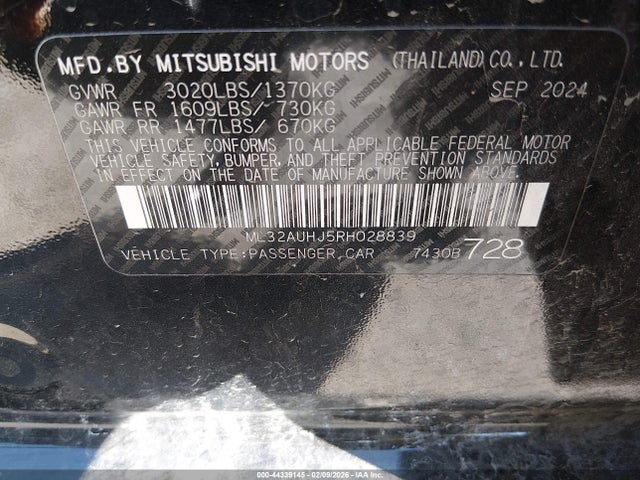 2024 MITSUBISHI MIRAGE ML32AUHJ5RH028839 Photo 8