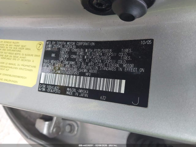 44339201 :رقم المزاد ، JTJHW31U160031493 vin ، 2006 Lexus Rx 400h مزاد بيع