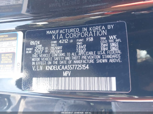 44339217 :رقم المزاد ، KNDEUCAA5S7725154 vin ، 2025 Kia Seltos S مزاد بيع