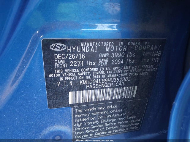 KMHD04LB9HU362382 Hyundai Elantra Sport